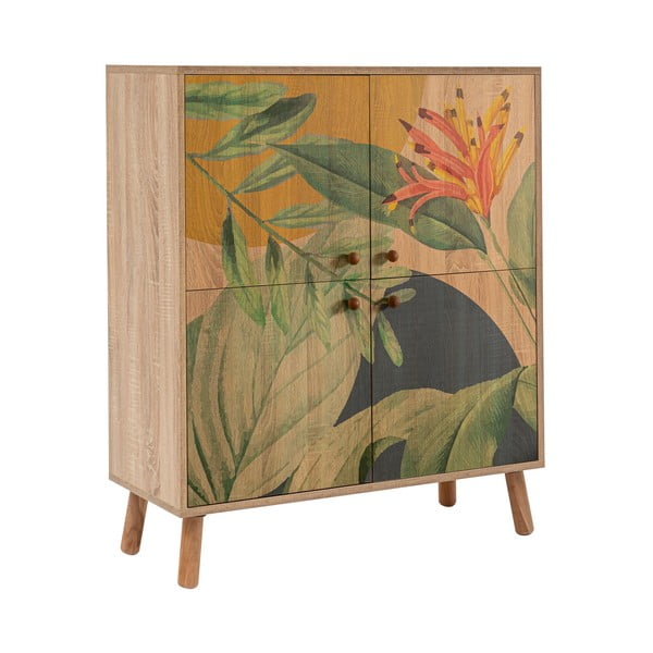 Mobiletto in rovere decorato in colore naturale 95x111 cm Multilux - Kalune Design-image-2