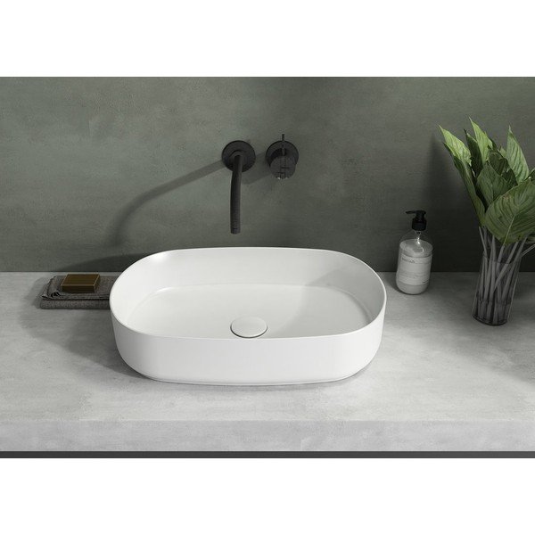 Lavabo bianco in ceramica 55x36 cm Infinity Oval – Sapho-image-1