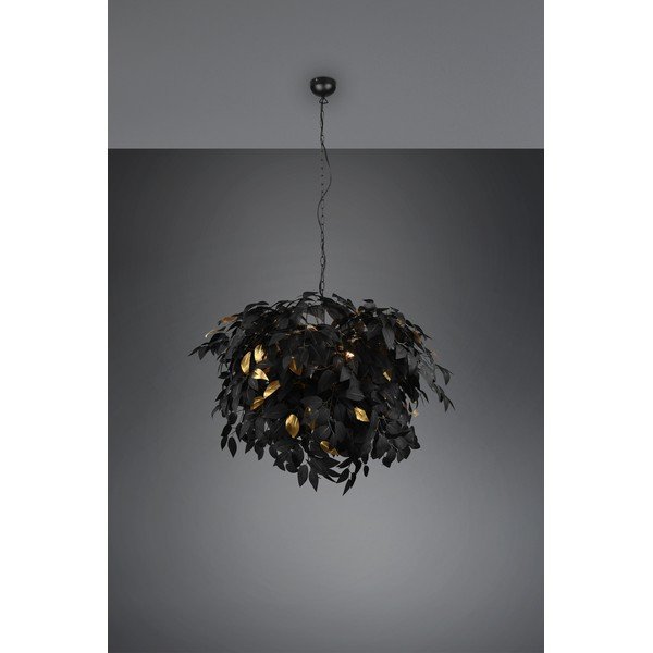 Lampadario nero in metallo con paralume in plastica ø 70 cm Leavy – Reality-image-2