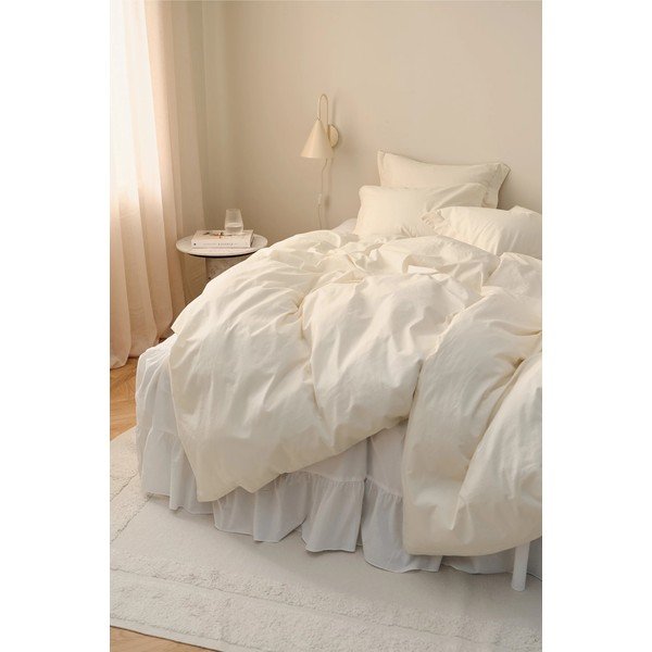 Set copripiumino e federa color crema in cotone organico per letto singolo 150x200 cm Juliette – Ellos Home-image-1