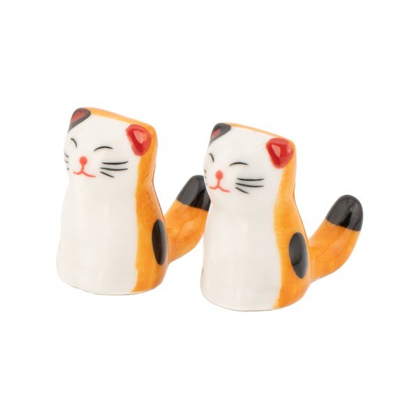 Porta bacchette giapponesi bianco/arancione in porcellana 2 pz per 5 persone Cat – Sass & Belle