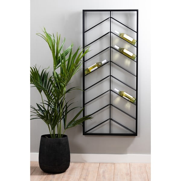Portabottiglie in metallo nero da parete 16 bottiglie 70x160x6 cm Malbeo - Light & Living-image-1