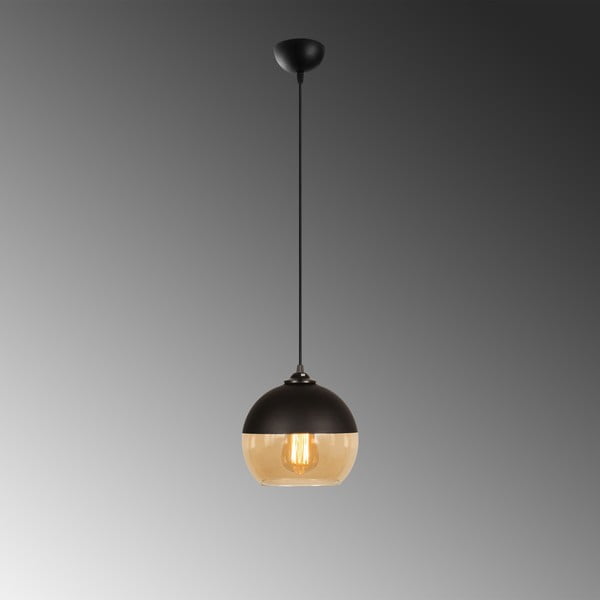 Lampadario in giallo ocra/nero con paralume in vetro ø 20 cm Camini – Opviq lights-image-3