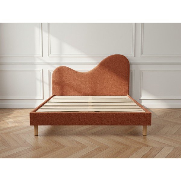 Letto matrimoniale imbottito color terracotta imbottito con rete inclusa 160x200 cm Celina – Bobochic Paris-image-3