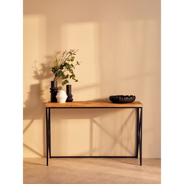 Tavolo consolle di colore naturale in abete massiccio 48x120 cm Kickford – Premier Housewares-image-1