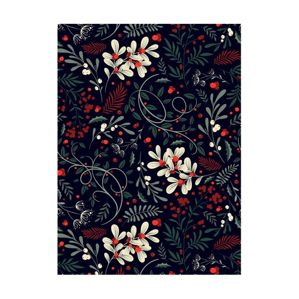 5 fogli di carta da regalo nera, 50 x 70 cm Winter Floral - eleanor stuart