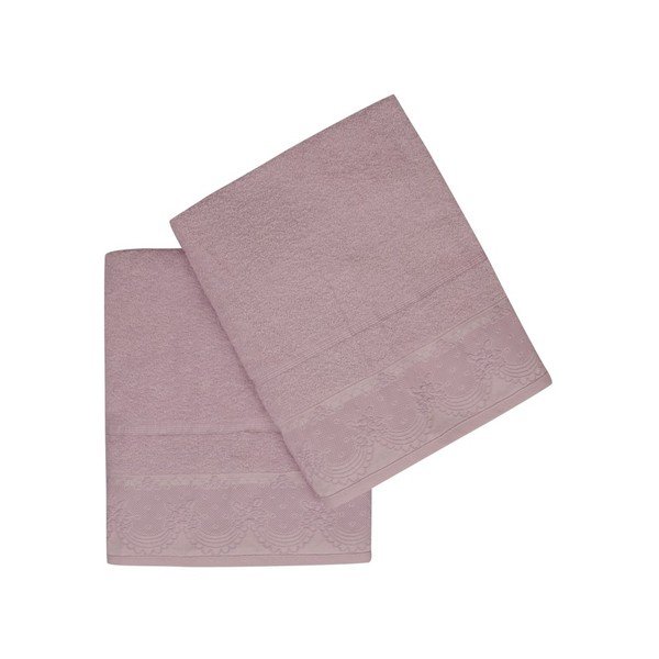 Set di due asciugamani da bagno rosa barocco, 150 x 90 cm - Soft Kiss-image-2