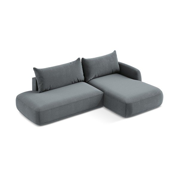 Divano angolare blu polveroso allungabile (con penisola a destra/con chaise lounge) Hale – Makamii-image-1