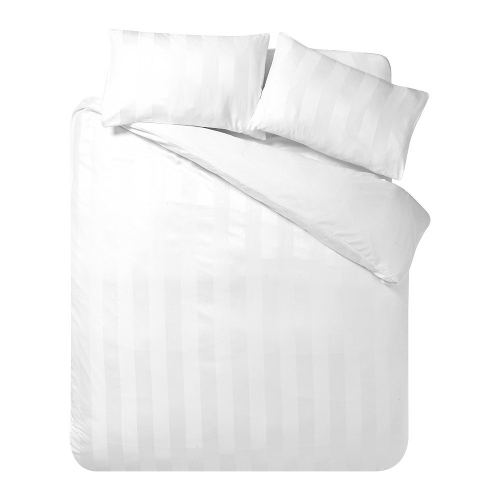 Set copripiumino e federa bianco in raso di seta per letto matrimoniale 3 pezzi 200x200 cm So Soft Satin Stripe – Catherine Lansfield | Biancheria da letto