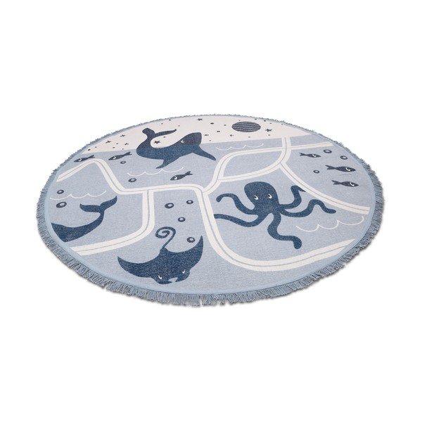 Tappeto per bambini in cotone fatto a mano, ø 120 cm Little Deep Blue - Nattiot-image-3