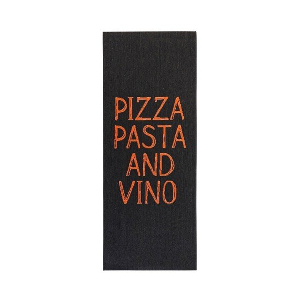 Černý kuchyňský běhoun Hanse Home Pizza Pasta and Vino, 80 x 200 cm