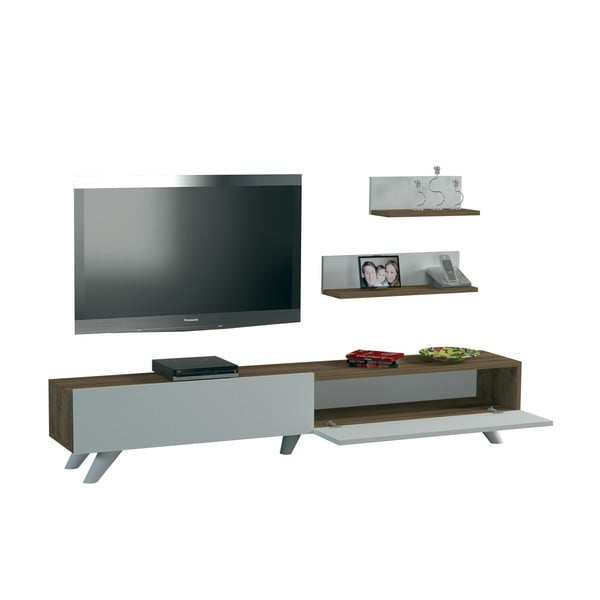 Televisore bianco/naturale in noce 60x14,5 cm Amerika - Kalune Design-image-2