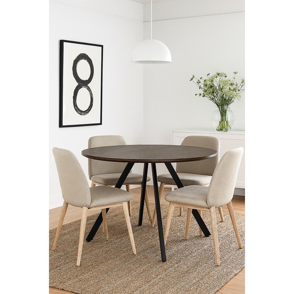 Tavolo da pranzo rotondo con effetto noce ø 120 cm Rivo – Bonami Essentials-image-1