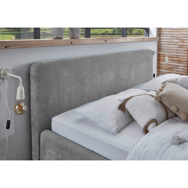 Letto matrimoniale imbottito grigio rete non inclusa 160x200 cm Mattis – Meise Möbel-image-3