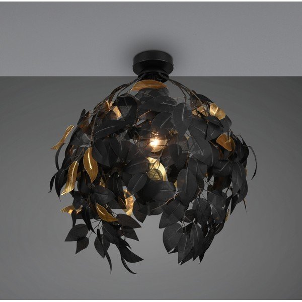 Plafoniera nera opaca in metallo con paralume in plastica ø 38 cm Leavy – Reality-image-1