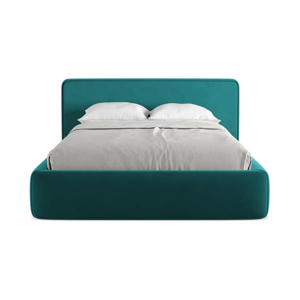 Letto matrimoniale imbottito turchese con vano contenitore con griglia 140x200 cm Kiana - Makamii-image-4