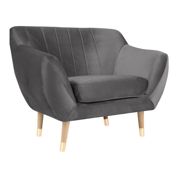 Poltrona in velluto grigio Benito - Mazzini Sofas-image-2