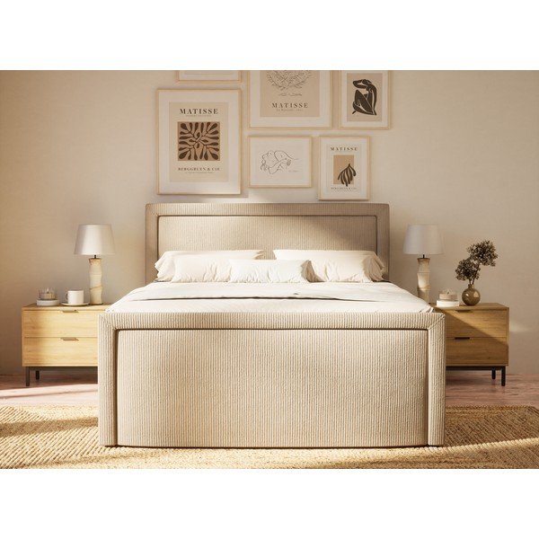 Letto boxspring beige con contenitore 160x200 cm Fresco – Maison de Rêve-image-4
