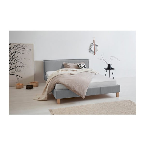 Letto matrimoniale imbottito grigio con griglia 200x200 cm Tina - Ropez-image-2