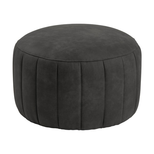 Pouf grigio antracite in similpelle , ⌀ 60 cm Doria - Actona