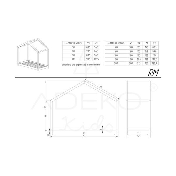 Letto da bambini a forma di casa/estraibile di colore naturale con contenitore con rete inclusa 120x200 cm RM – Adeko-image-2