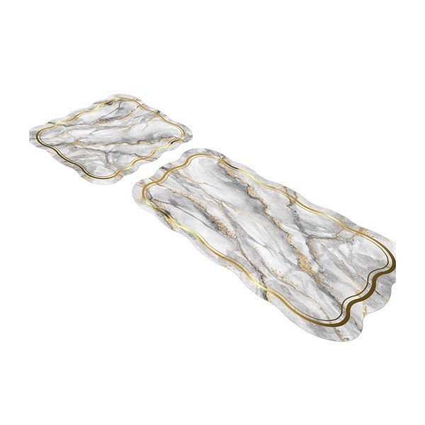 Set di tappetini per il bagno grigi/dorati 2 pz 60x100 cm – Foutastic-image-2