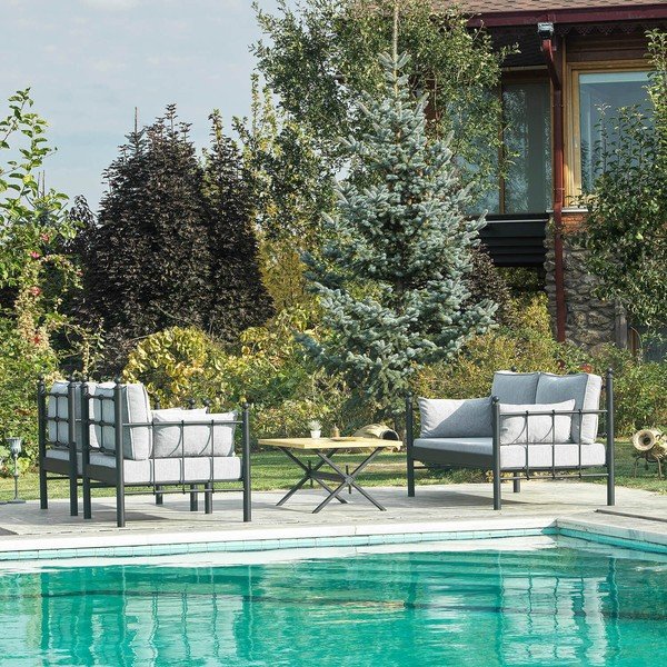 Set da giardino in nero e grigio chiaro per 4 persone Lalas - Floriane Garden-image-4