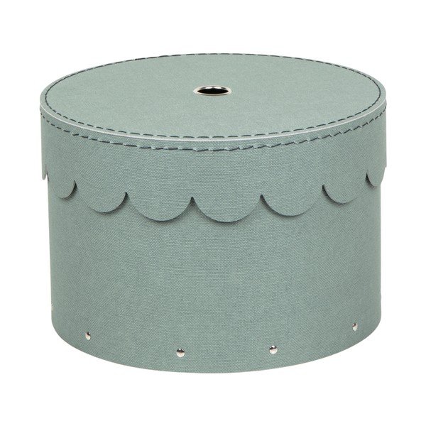 Scatole in set con coperchio color foglia di tè in cartone 2 pz ø 26x17,5 cm Wilma Canvas Paper Laminate – Bigso-image-3