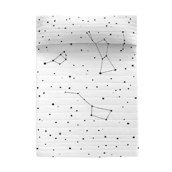 Copriletto trapuntato in cotone bianco e nero 240x260 cm Constellation - Blanc