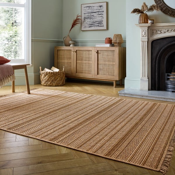 Tappeto per interni ed esterni in colore naturale 120x170 cm Farah Stripe - Flair Rugs-image-2