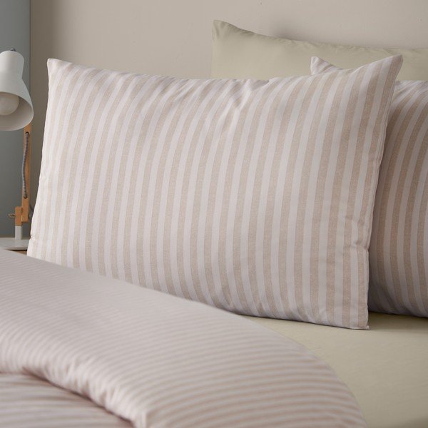 Set copripiumino e federa beige per letto singolo 135x200 cm Epping Textured Stripe – Catherine Lansfield-image-2