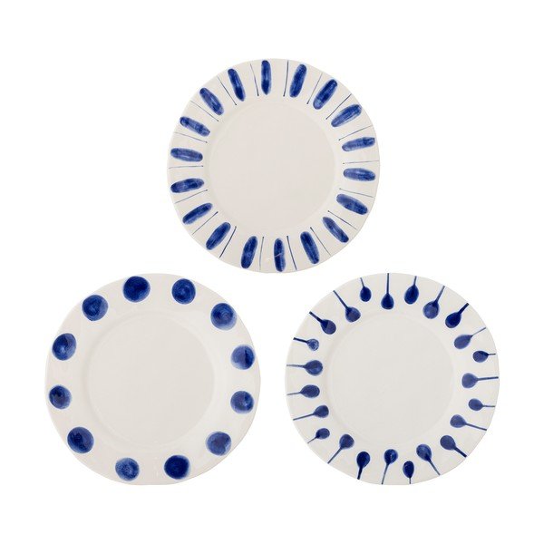 Set di piatti bianchi/blu in gres 3 pz ø 28 cm Linora – Bloomingville