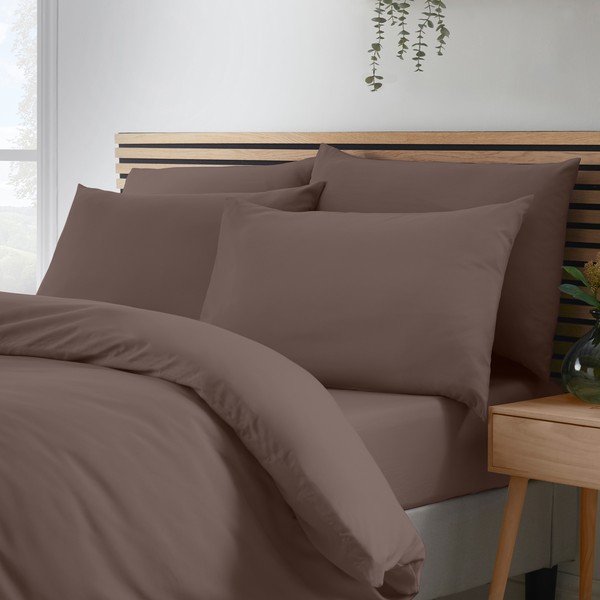 Set copripiumino e federa marrone scuro per letto singolo 135x200 cm So Soft Non Iron – Catherine Lansfield-image-3