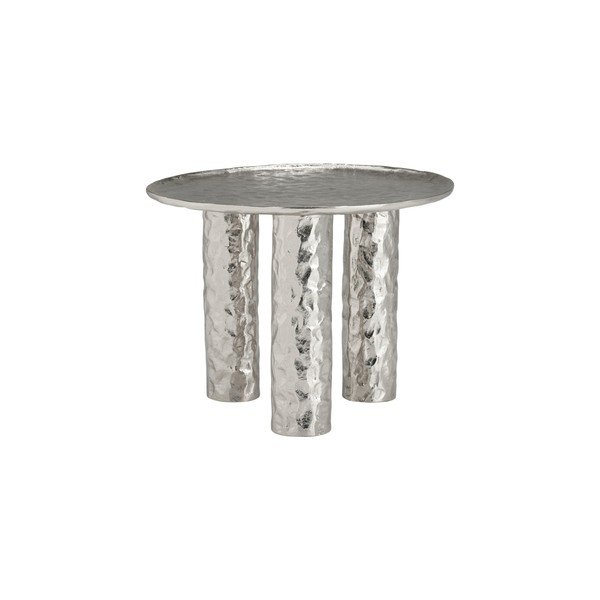 Tavolino da salotto rotondo argentato in alluminio ø 60 cm Art – Ellos Home-image-2