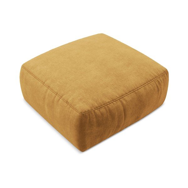 Poggiapiedi color senape con rivestimento in ciniglia Kuki – Makamii-image-2