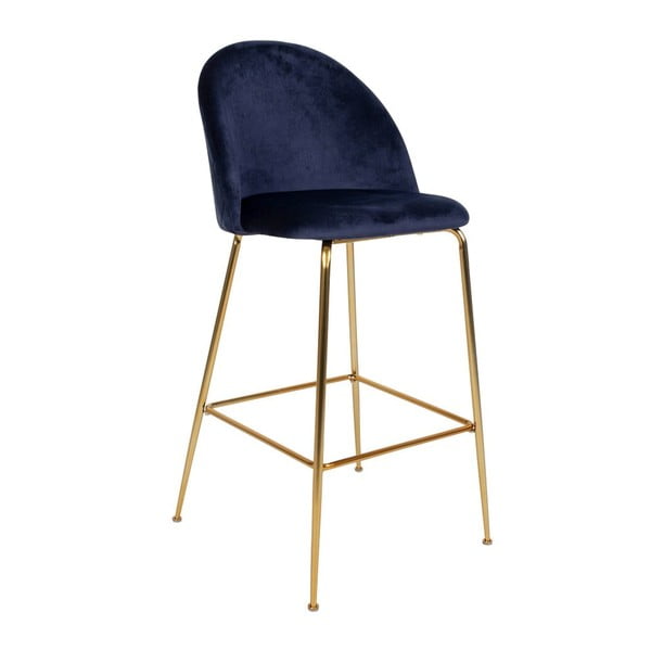 Set di 2 sedie da bar blu con rivestimento in velluto e gambe color ottone Lausanne - House Nordic