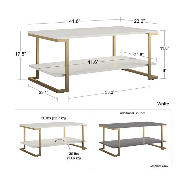 Tavolino in bianco e oro , 106 x 45 cm Camila - CosmoLiving by Cosmopolitan-image-4