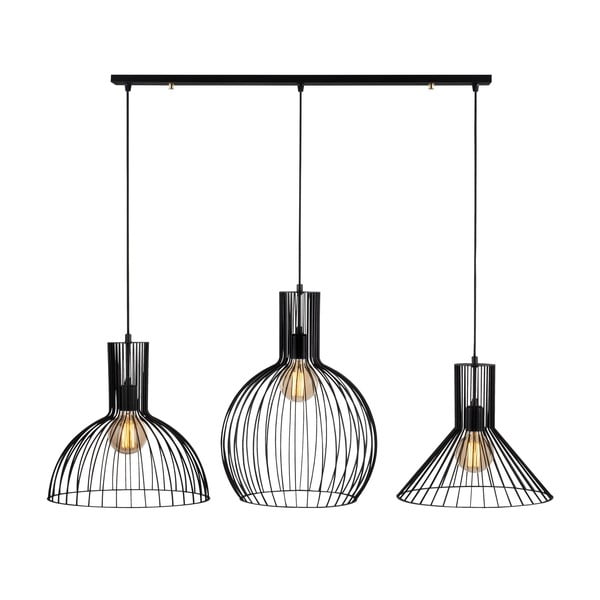 Lampadario nero con paralume in metallo Fellini – Opviq lights-image-2