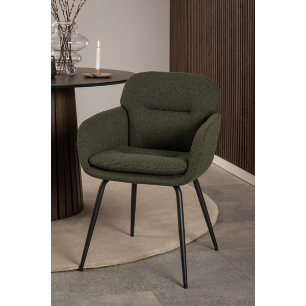 Sedia da pranzo color kaki in imbottito con braccioli Dora – Actona-image-1