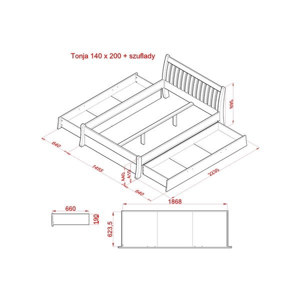 Cassetto sottoletto bianco 160x200 cm Tonja – Olivia Living-image-3