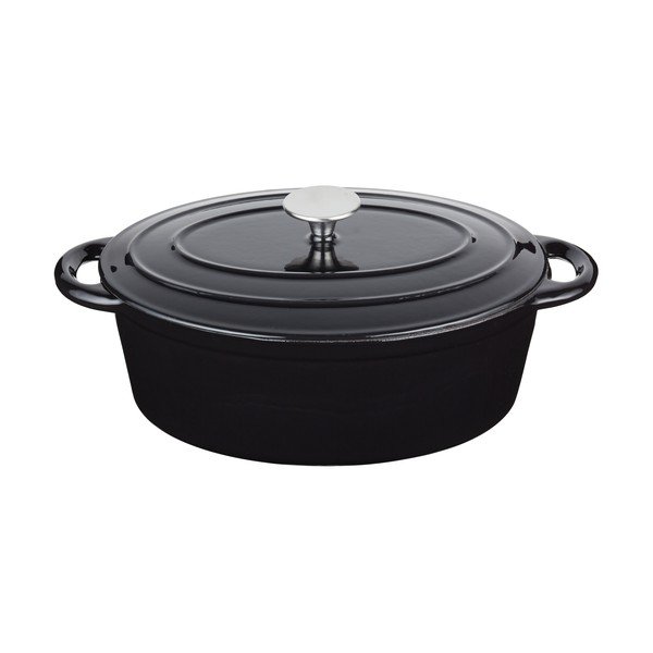 Litinový oválný kastrol Master Class Black, 5 l