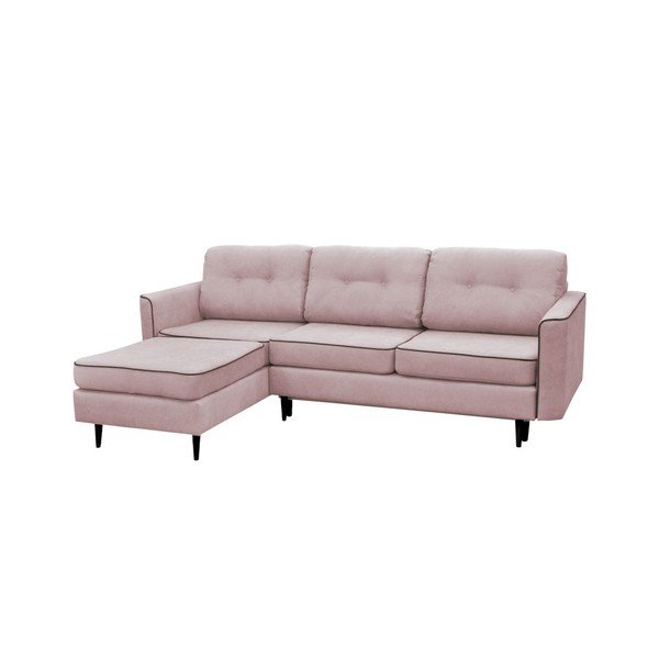 Divano letto rosa con gambe nere Dragonfly, angolo sinistro - Mazzini Sofas-image-1