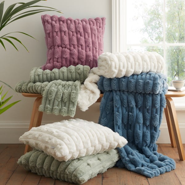 Cuscino decorativo in micropile 50x50 cm Carved Fur – Bianca-image-4