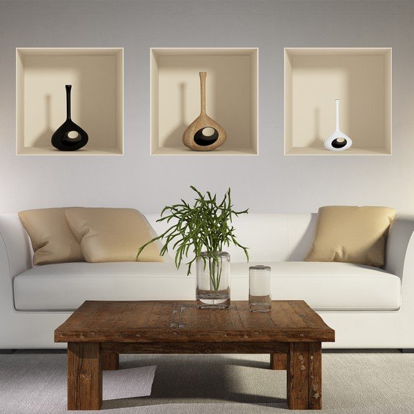 Set di 3 adesivi con vaso effetto 3D - Ambiance