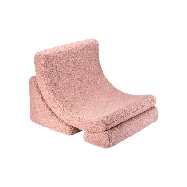 Poltrona per bambini rosa con rivestimento in bouclé Moon – Wigiwama