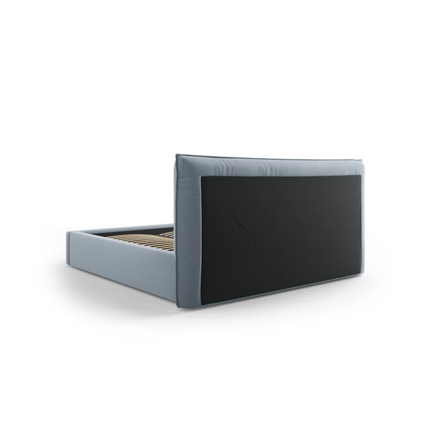 Letto matrimoniale imbottito azzurro con contenitore e doghe 140x200 cm Elio - Milo Casa-image-3