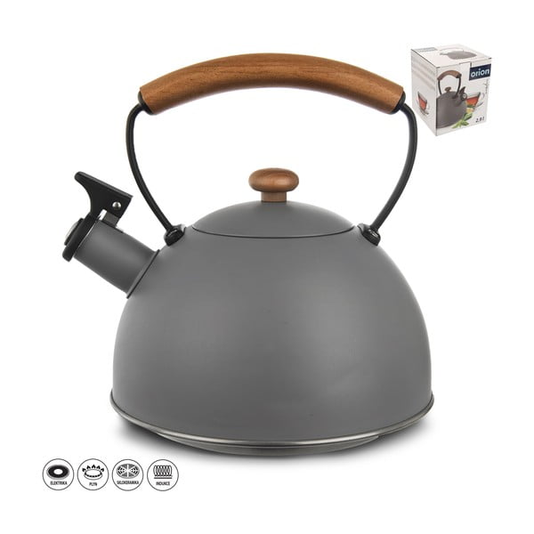 Teiera grigia in acciaio inox 3 l Wooden - Orion-image-2