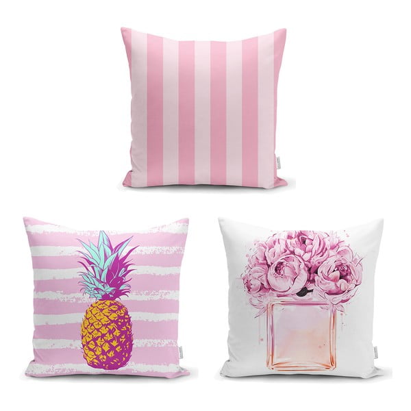 Set di 3 federe a righe rosa, 45 x 45 cm - Minimalist Cushion Covers