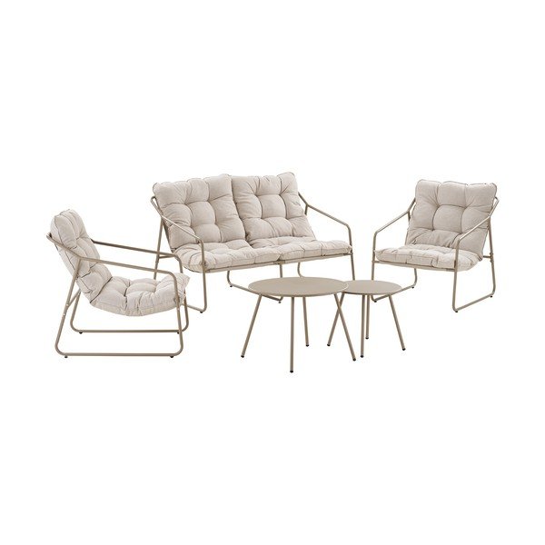 Set di mobili da giardino beige imbottito per 4 persone Nilo – House Nordic-image-2