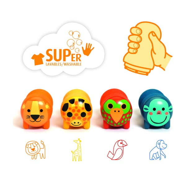 Francobolli per bambini in set da 4 Safari zvířátka - Djeco-image-1